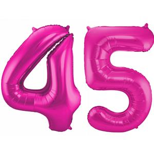 Faram Party Cijfer ballonnen opblaas - Verjaardag versiering 45 jaar - 85 cm roze -