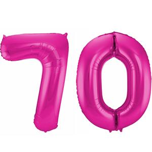 Faram Party Cijfer ballonnen opblaas - Verjaardag versiering 70 jaar - 85 cm roze -