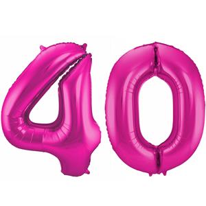 Faram Party Cijfer ballonnen opblaas - Verjaardag versiering jaar - 85 cm roze -