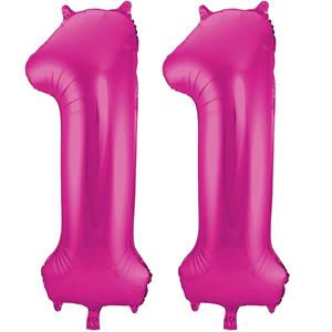 Faram Party Cijfer ballonnen opblaas - Verjaardag versiering 11 jaar - 85 cm roze -