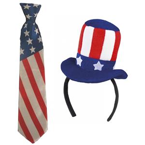 Boland USA/Amerika verkleed thema set hoed en stropdas volwassenen -