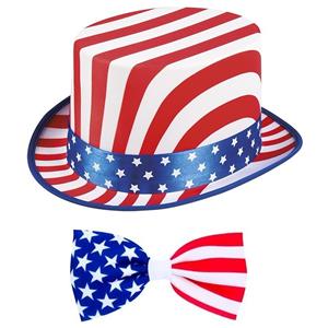 Boland USA/Amerika verkleed thema set hoed en vlinderstrik volwassenen -