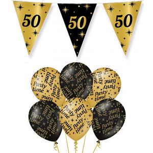 Paperdreams Verjaardag 50 jaar versiering pakket zwart/goud 50 en party-time -