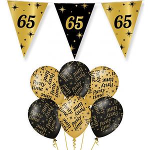 Paperdreams Verjaardag 65 jaar versiering pakket zwart/goud 65 en party-time -