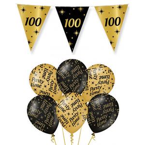 Paperdreams Verjaardag 100 jaar versiering pakket zwart/goud 100 en party-time -