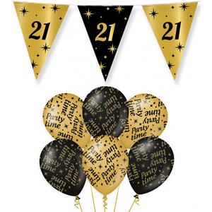Paperdreams Verjaardag 21 jaar versiering pakket zwart/goud 21 en party-time -