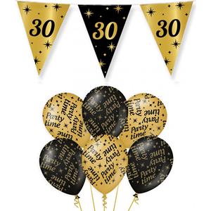 Paperdreams Verjaardag 30 jaar versiering pakket zwart/goud 30 en party-time -