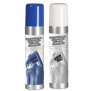 Guirca Haarspray/bodypaint spray - 2x kleuren - wit en blauw - 75 ml -