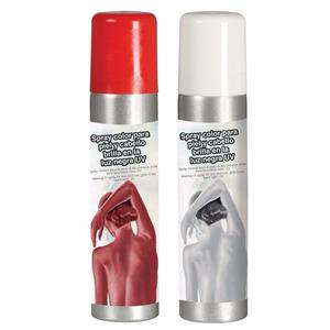 Guirca Haarspray/bodypaint spray - 2x kleuren - wit en rood - 75 ml -