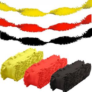 Folat Feest versiering combi slingers rood/geel/zwart 24 meter crepe papier -