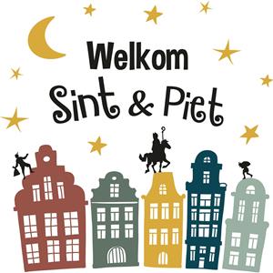 Folat 5x stuks Sinterklaas Welkom Sint en Piet raamstickers -