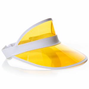Partychimp Jaren 80 transparante zonneklep - geel -
