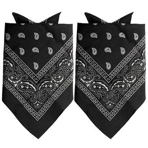Partychimp 2x Stuks traditionele bandana's - zwart - 52 x 55 cm -
