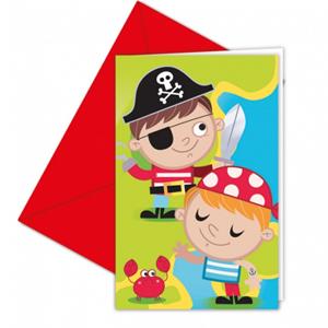 Procos Einladungskarten Pirates Treasure Hunt, 6 Stück inkl. Umschlag grün/blau