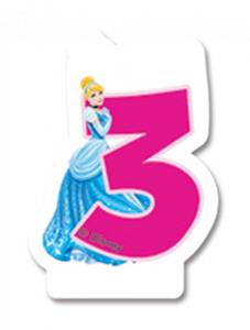 Cijferkaars '3' Princess Junior 8 Cm Wax Roze