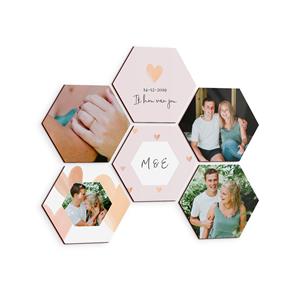 YourSurprise Wandpanelen met foto of naam - Hexagon - 6 stuks