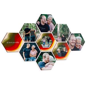 YourSurprise Wandpanelen met foto of naam - Hexagon - 9 stuks