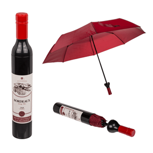Out of the Blue Opvouwbare paraplu - Rode wijnfles - Zakformaat