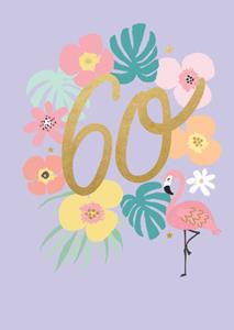 Sadler Jones  Verjaardagskaart - 60 - fleurig