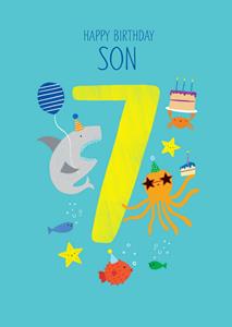 Paperlink  Verjaardagskaart - haai - 7 - zoon