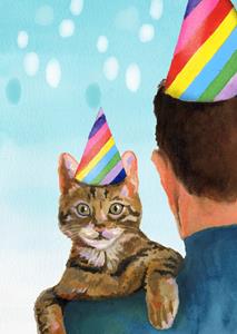 Drunk Girl Designs  Verjaardagskaart - Cat Dad