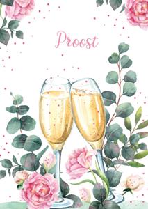 TMS  Huwelijkskaart - Proost - Champagne