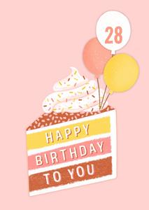 Marieke Witke  Verjaardagskaart - leeftijd - cake