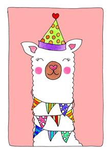 Sandysign  Verjaardagskaart - Schattig feest alpaca