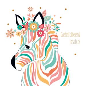 Paperclip  Verjaardagskaart - zebra - met naam