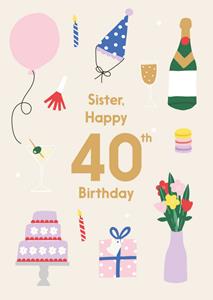 Greetz  Verjaardagskaart - Happy 40th birthday