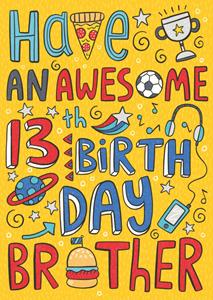 Greetz  Verjaardagskaart - Awesome 13th birthday
