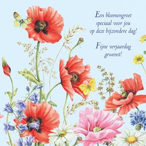 Janneke Brinkman Verjaardagskaart met fleurige bloemen