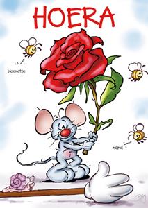 Doodles  Verjaardagskaart - rozen - muis