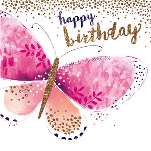 Hotchpotch Verjaardagskaart - Vlinder - Goud - Roze - Vleugel