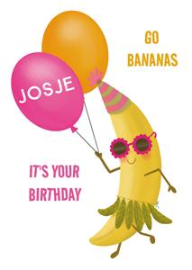 Tsjip  Verjaardagskaart - met naam - banaan