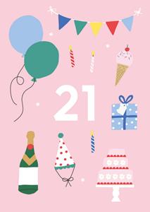 Greetz  Verjaardagskaart - met leeftijd 21
