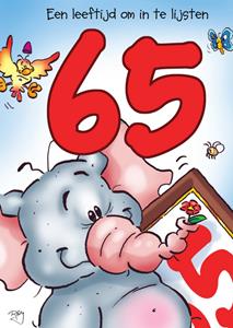 Doodles  Verjaardagskaart - olifant - 65 jaar