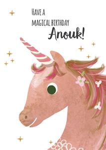 Tsjip Verjaardagskaart -  - Illustratie - Unicorn
