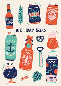 Sadler Jones  Verjaardagskaart - biertjes