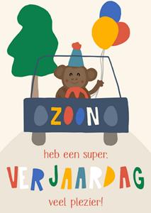 Greetz  Verjaardag - Aap - Auto - Zoon