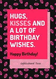 Love Repeat  Verjaardagskaart - Hugs, Kisses