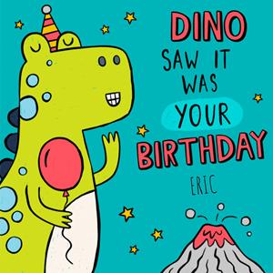 Greetz  Verjaardagskaart - dino - met naam