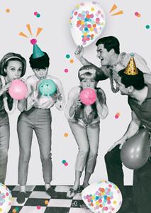 TMS  Verjaardagskaart - feestje - ballonnen