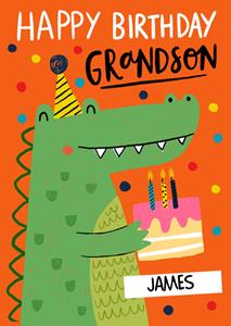 Greetz  Verjaardagskaart - krokodil met taart
