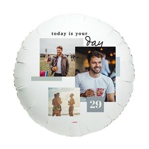 Greetz Ballon - Today is your day - met eigen foto's en leeftijd