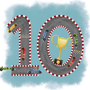Greetz  Verjaardagskaart - 10 jaar - racebaan