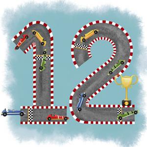 Greetz  Verjaardagskaart - 12 jaar - racebaan