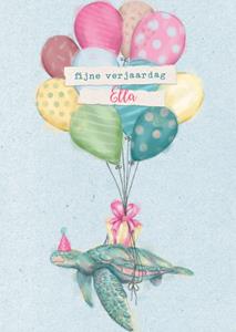 Greetz  Verjaardagskaart - schildpad met ballon