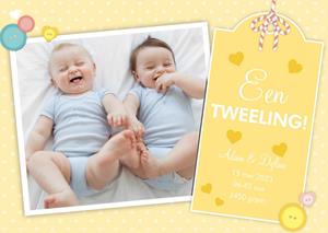 Greetz  Geboortekaart - fotokaart - tweeling