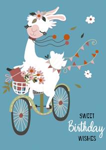 Paperclip  Verjaardagskaart - Lama op de fiets
